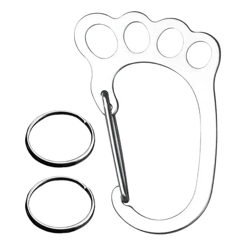 Hero Clip Carabiner Keychain Cute Foot Shape Key Hook With Foot Design Stainless Steel Small And Portable For Travel Hiking