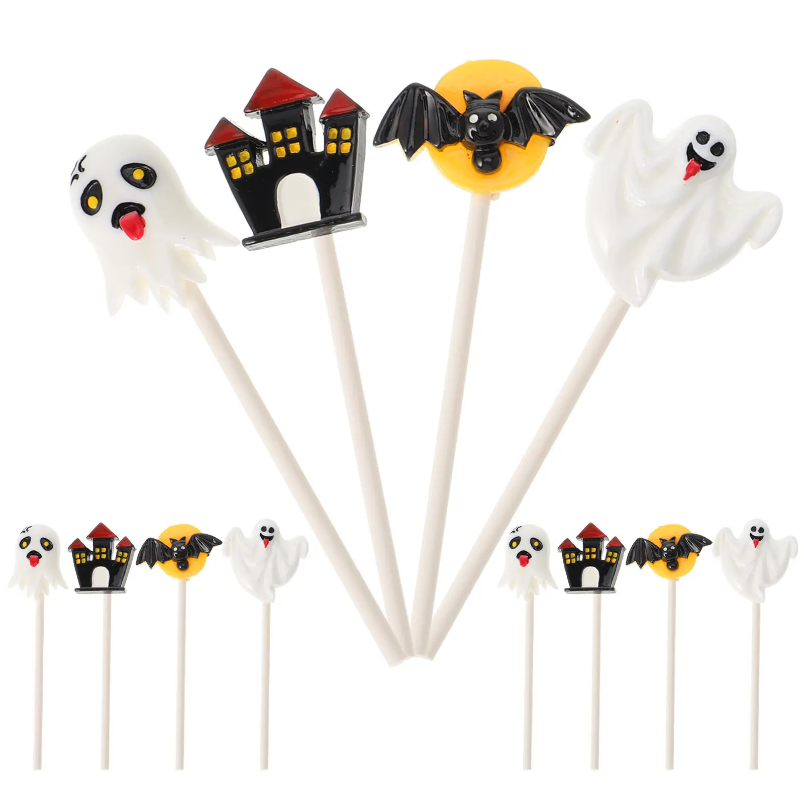 12Pcs Eco Friendly Resin Halloween Cake Toppers Castle Ghost Witch Pumpkin Design Cupcake Muffin Decor Baking Party Atmosphere view 6