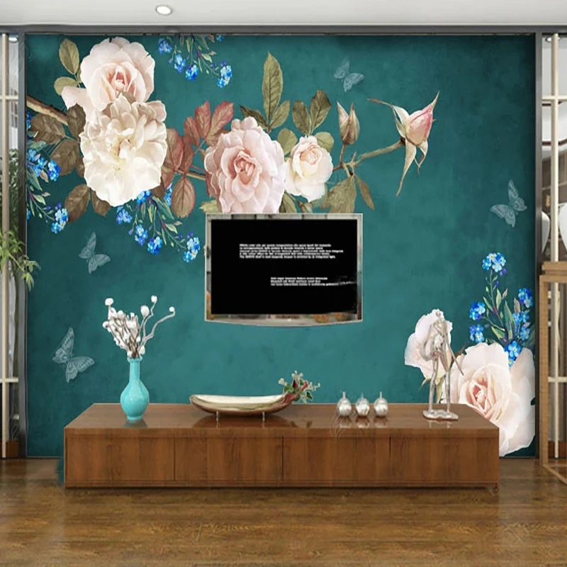 

Custom Any Size Mural Wallpaper Modern Hand-painted Flowers Photo Wall Papers Living Room TV Sofa Backdrop Wall Home Decor Mural