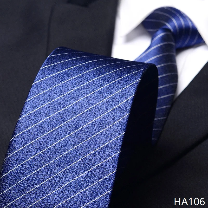 عالية الجودة الأزرق الداكن غرامة شريط عمودي التعادل للرجال الملابس الرسمية قميص الأعمال اكسسوارات 8 سنتيمتر واسعة اليدوية معقود التعادل #2
