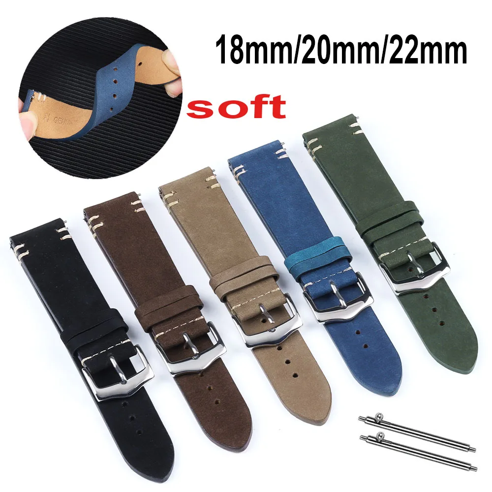 20mm 22mm Watchbands Soft Cowhide Watch Strap Quick Release Replacement Wristband for Men Woman Wristband Watches Accessories