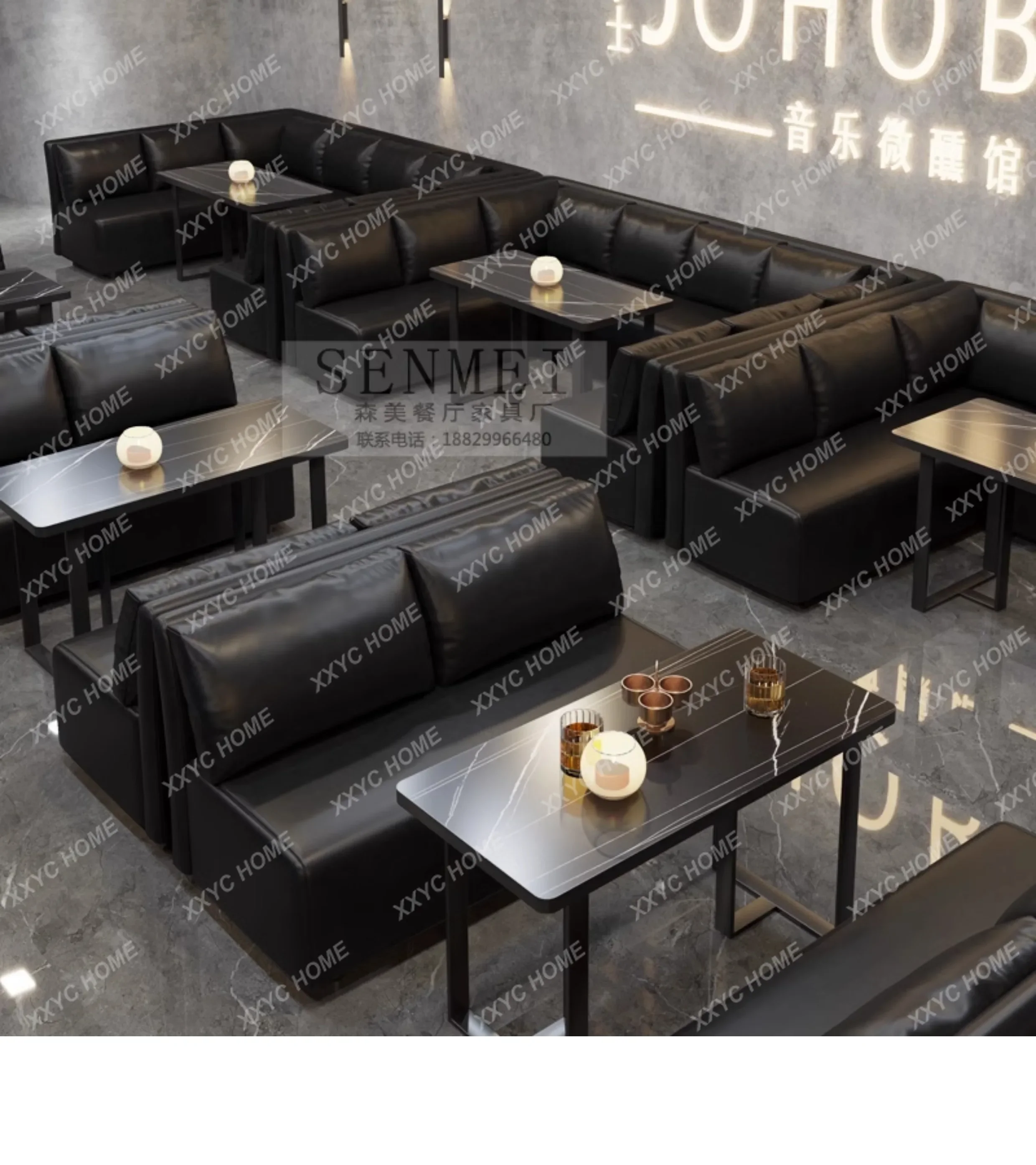 Bar booth sofa barbecue milk tea shop camping Fengqing  music dining bar bistro cafe table and chair combination image 2