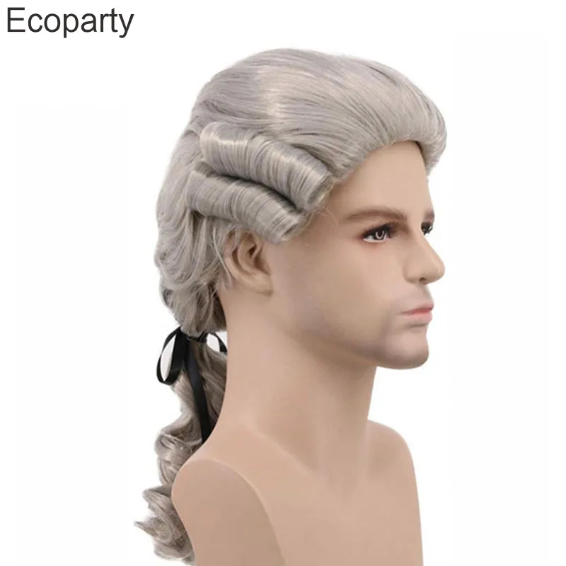 Halloween Beige White Black Lawyer Judge Cosplay Wig Pianist Baroque Styled Hair Colonial Historical Costume Wig Cosplay Props