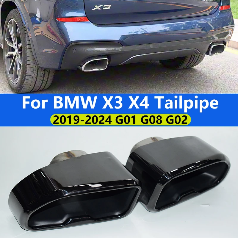 

for 2018-2023 BMW X3 X4 G01 G08 G02 Exhaust Upgrade M40i Square Black Stainless Steel Muffler Tip Tailpipe Exhaust Tip