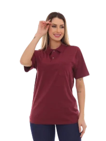 Women's Oversized Striped Wine Polo Shirt with Pocket