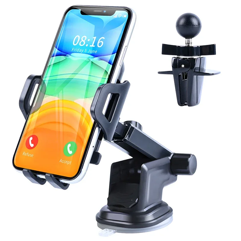 

HAISSKY Adsorption Car Phone Holder For iPhone 15 14 13 12 11 Pro Max 15Plus Adjustable Support Dashboard Air Vent Car Bracket