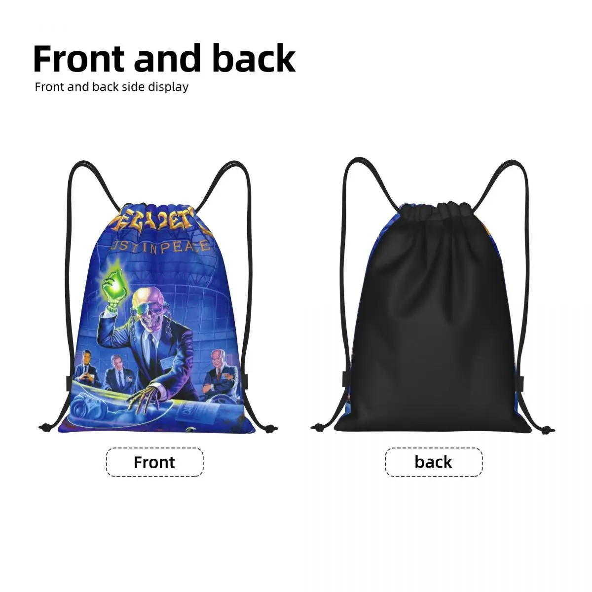 Custom Megadeths Heavy Metal Band Drawstring Bag for Training Yoga Backpacks Men Women Rust In Peace Sports Gym Sackpack