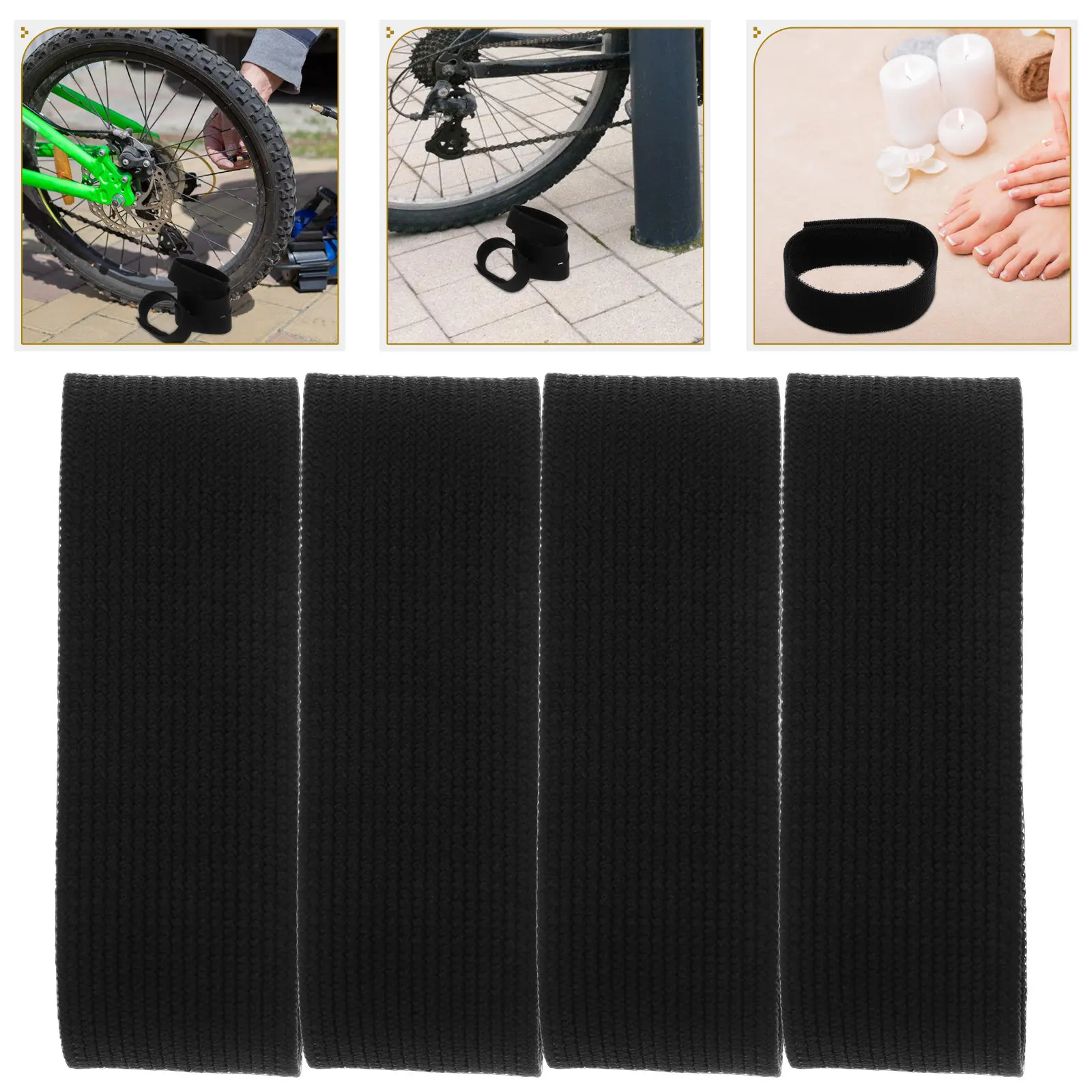 4Pcs Self-Adhesive Elastic Hook and Loop Straps Nonsnag Soft Comfortable for Cycling Hiking Riding Outdoor Activities Boot