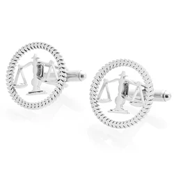 Qi Qi Wu Round Advocate Lawyer Emblem Mens Shirt Cufflinks Justice Scales symbol Jewelry Gift Cuff Links Buttons for Notary Law