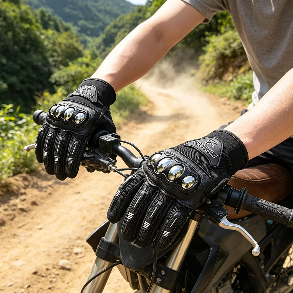 Summer MX Motorcycle Gloves with Hard Steel Knuckles Touchscreen & Anti-Slip Palm, Breathable Mesh Motocross Glove for Men Women