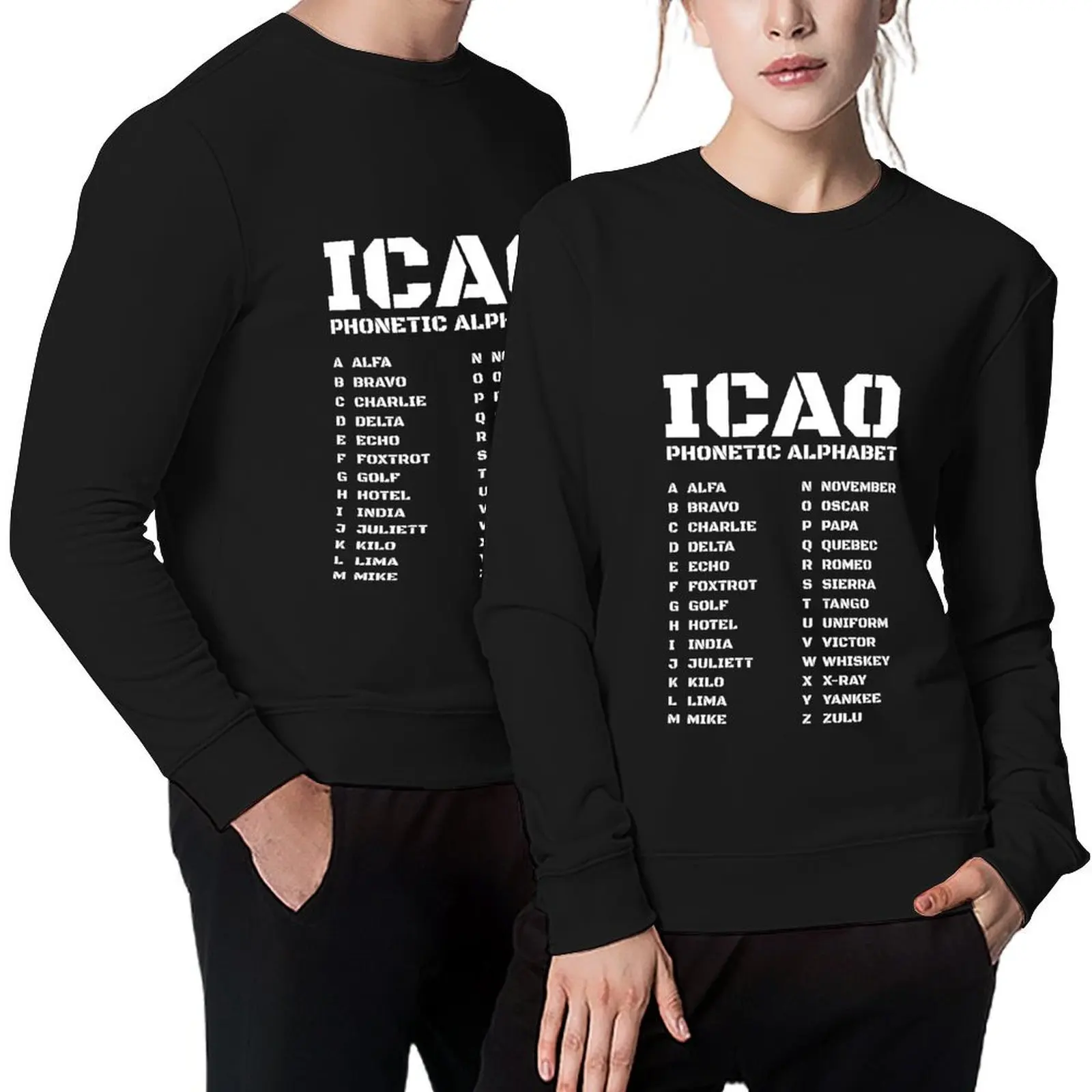 ICAO الأبجدية الصوتية لمحبي الطيران البلوز رياضية الرجال الجرافيك تي شيرت الرجال الرجال ارتداء رياضية البلوز