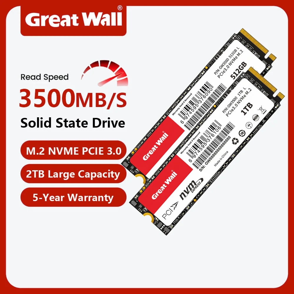 

Great Wall M2 NVME SSD 256 ГБ 512 ГБ 1 ТБ 2 ТБ SSD Высокоскоростной 3500 МБ/с M.2 PCIe3.0 Твердотельные накопители NVME для настольных ноутбуков