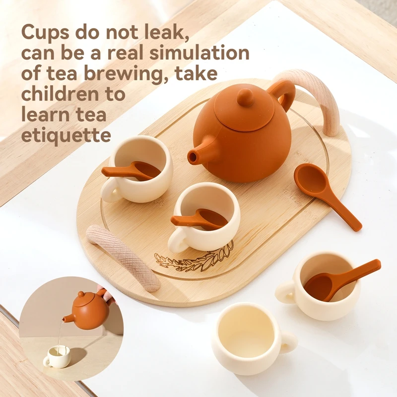 シリコン製アフタヌーンティーセットおもちゃごっこ遊び食べ物学習ロールプレイゲーム女の子男の子子供ギフト幼児向け早期教育玩具