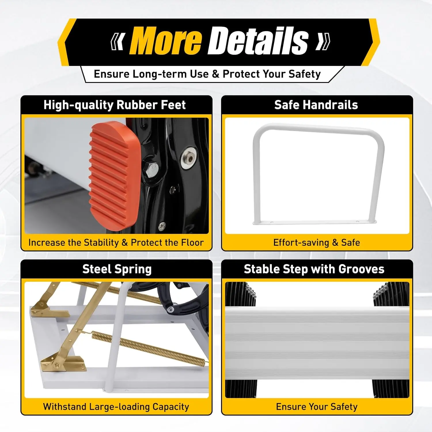 Wall-Mounted Retractable Attic Stair,12 Pedals Attic Ladder Telescopic Ladder,Attic Ladder Pulldown Folding Stairs