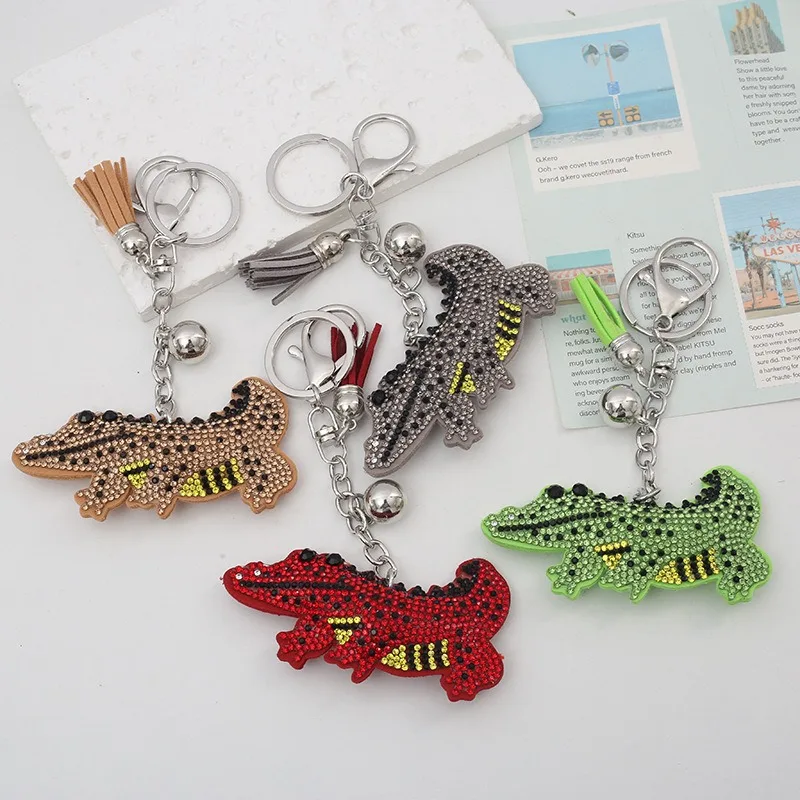 

Fashion Full Crystal Rhinestone Alligator Keychain Car Keyrings Women's bags Decoration Accessories Crocodile Pendants Jewelry