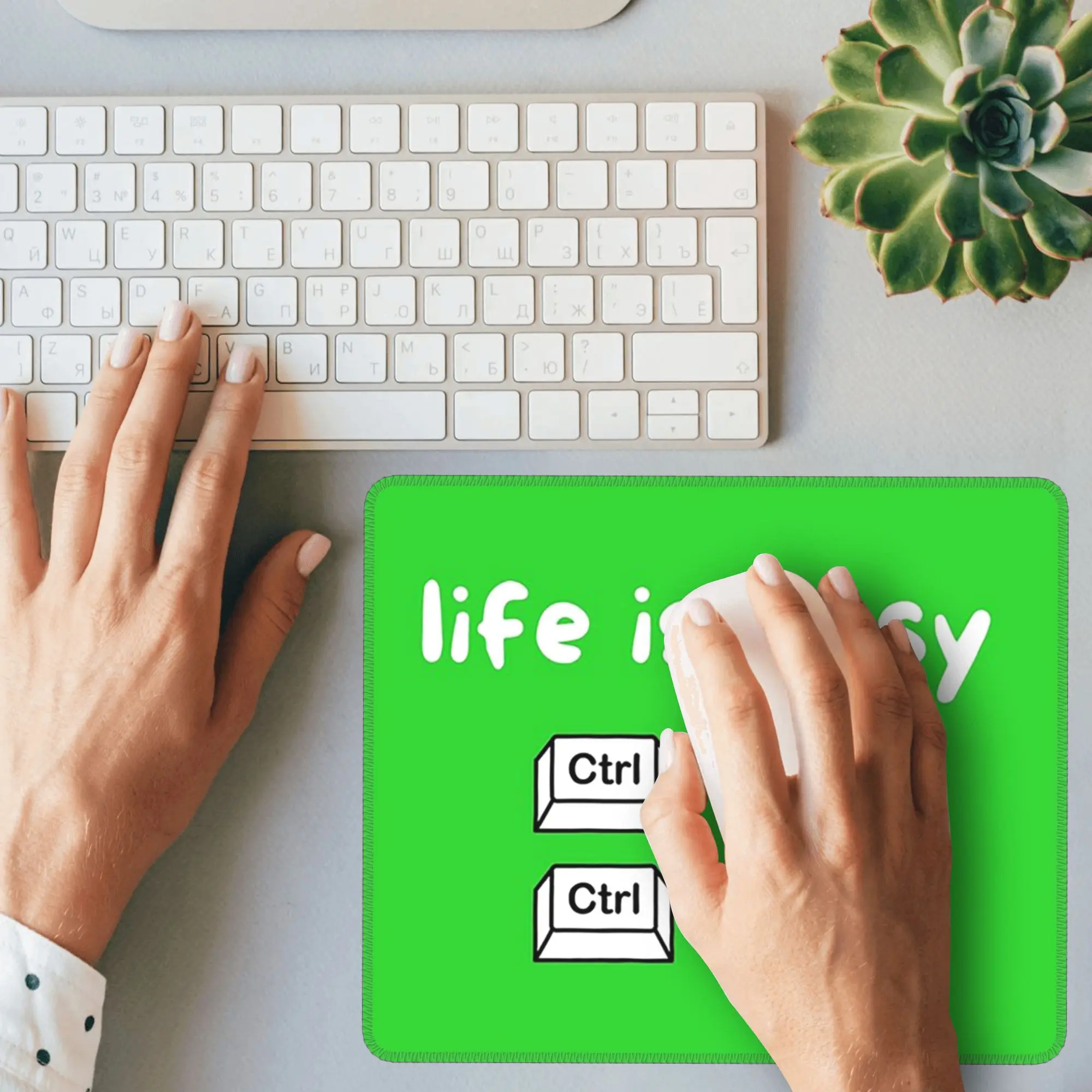 人生は簡単 ctrl c と ctrl v マウスパッド コンピューターキーボード マウスパッド ゲーミングPC ノートパソコン デスクマット オフィスアクセサリー テーブルマット