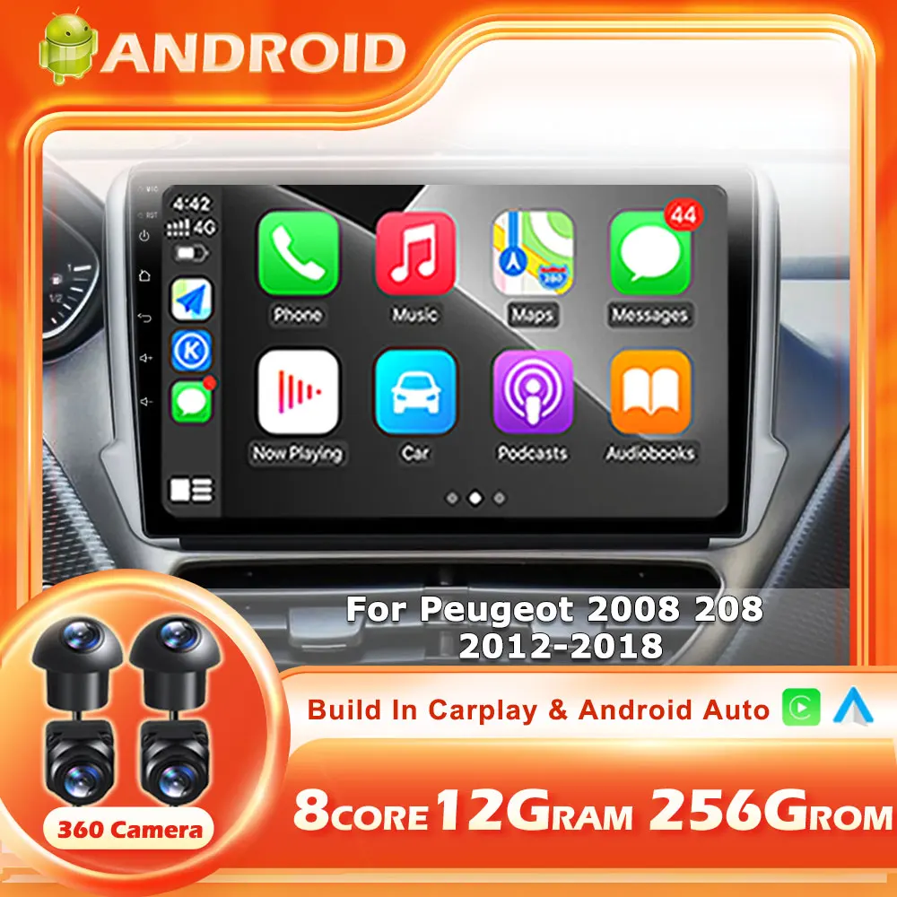 Car Radio For Peugeot 2008 208 2014-2018 Wireless CarPlay Android 15 Auto Intelligent Systems Autoraido Bluetooth tools No 2 din