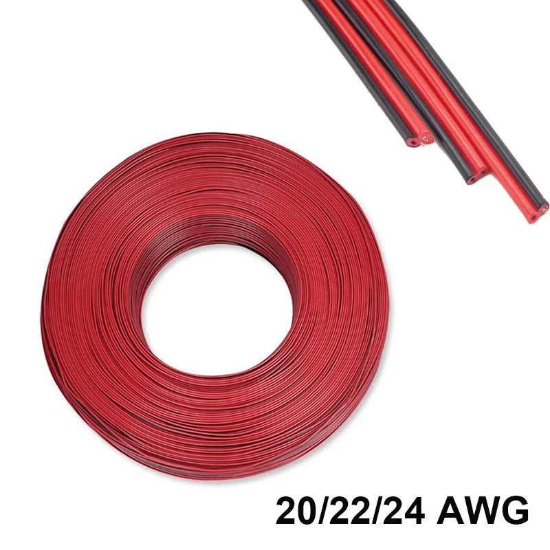 2 Pin red LED Strip Extension PVC Cable Tinned Insulated Copper Wire 20/22/24AWG SM JST Electrical cord For LED chips Driver