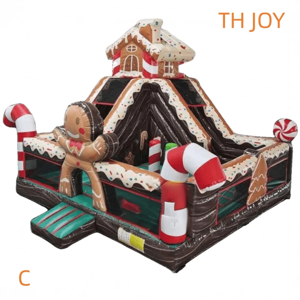 von Versand bis zur Tür, 2025, aufblasbare Hüpfrutsche für Weihnachten, Lebkuchen-Türsteher-Rutsche für Kinder