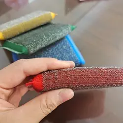6Pcs Stainless steel wire Non-Scratch Washing Pads Dishes Scrub Sponges Reusable Dishwashing Sponge