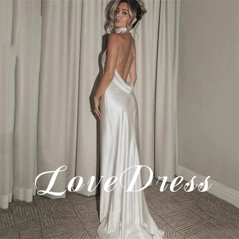 Love Sexy Halter Soft Stain Meimaid Open Back Wedding fur s, Simple Floor Length, FibrHigh Neck, Patients, Quelle que soit la robe de mariée