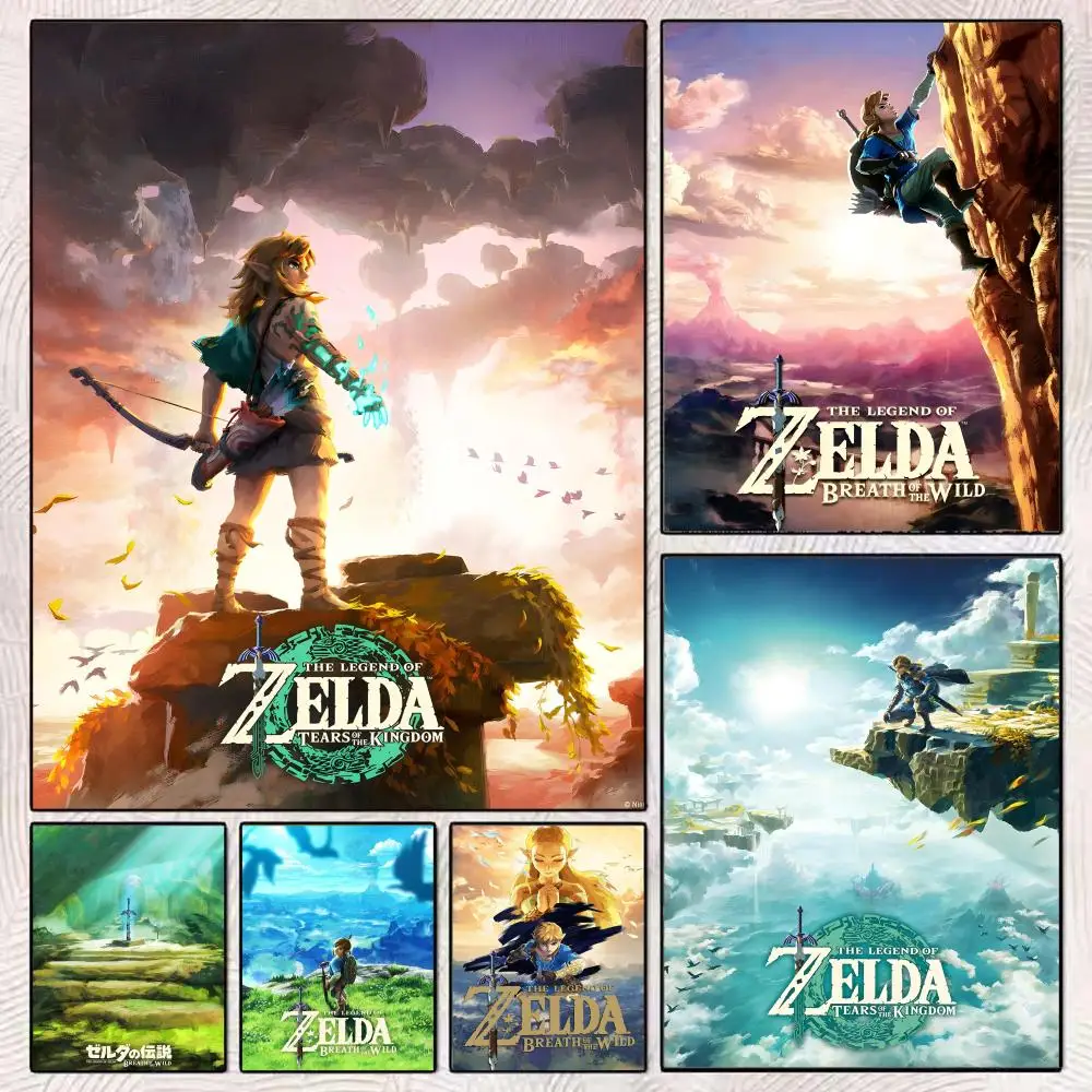 Póster de MINISO The Legend of Zelda, pegatina removible para pared, Mural artístico autoadhesivo para el hogar, oficina, sala de estar, comedor, decoración de pared