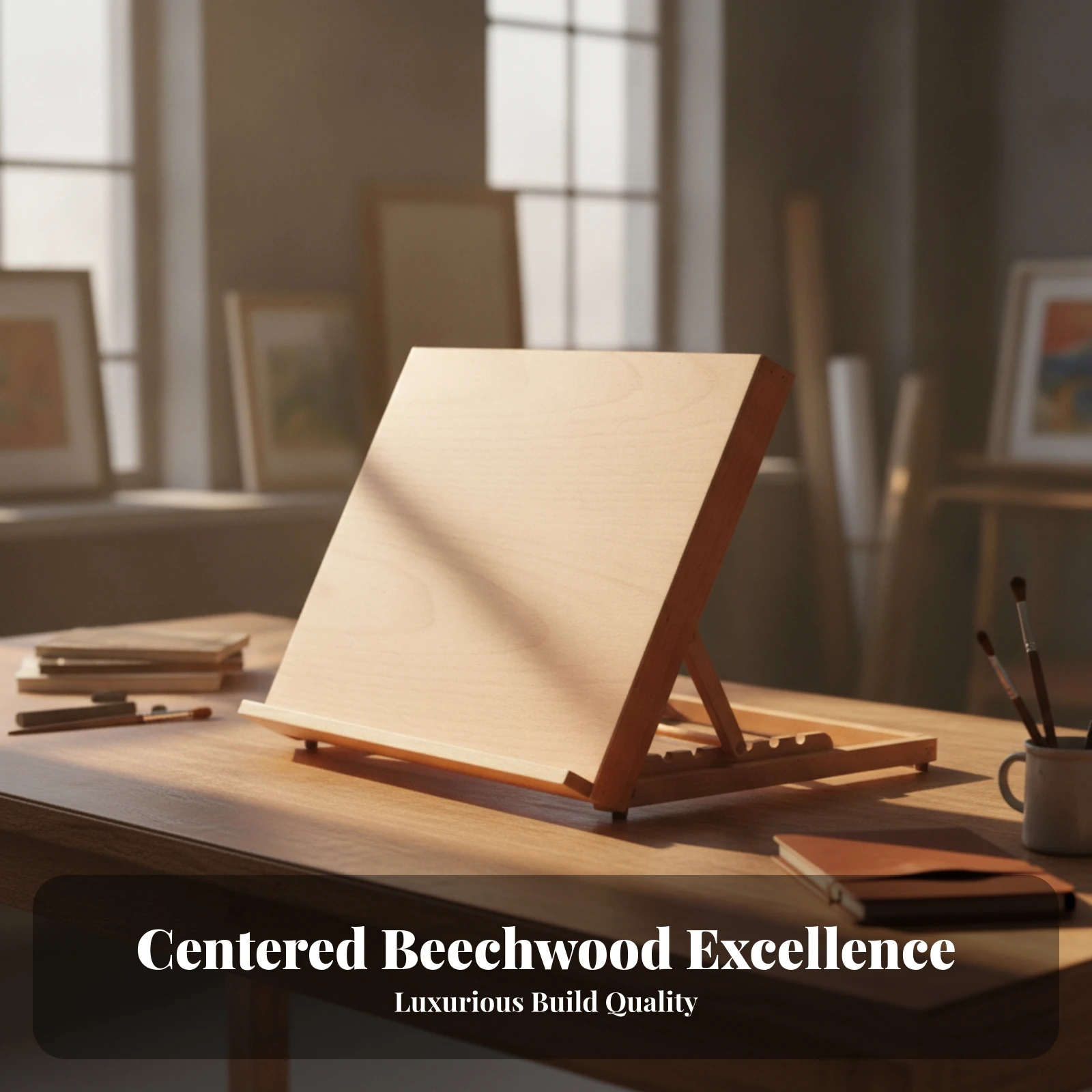 Desktop Drawing Board Easel Stable Tabletop Easel with Clamp Beech Wood Drawing Board Natural Art Supply Long-Lasting