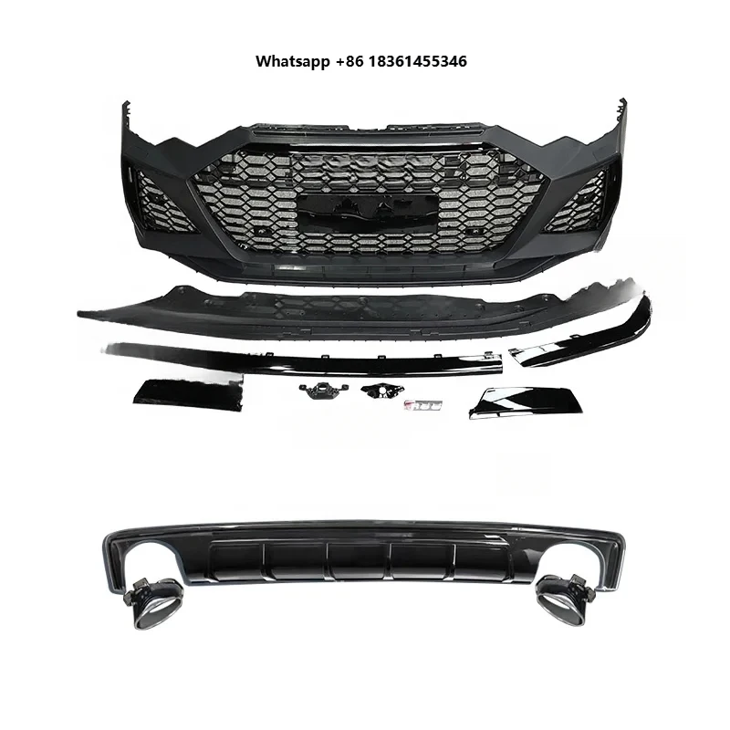 

Car Bumpers 2019-2021 A6 Upgrade RS6 Body Kit Front Bumper Diffuser with Exhaust Pipe