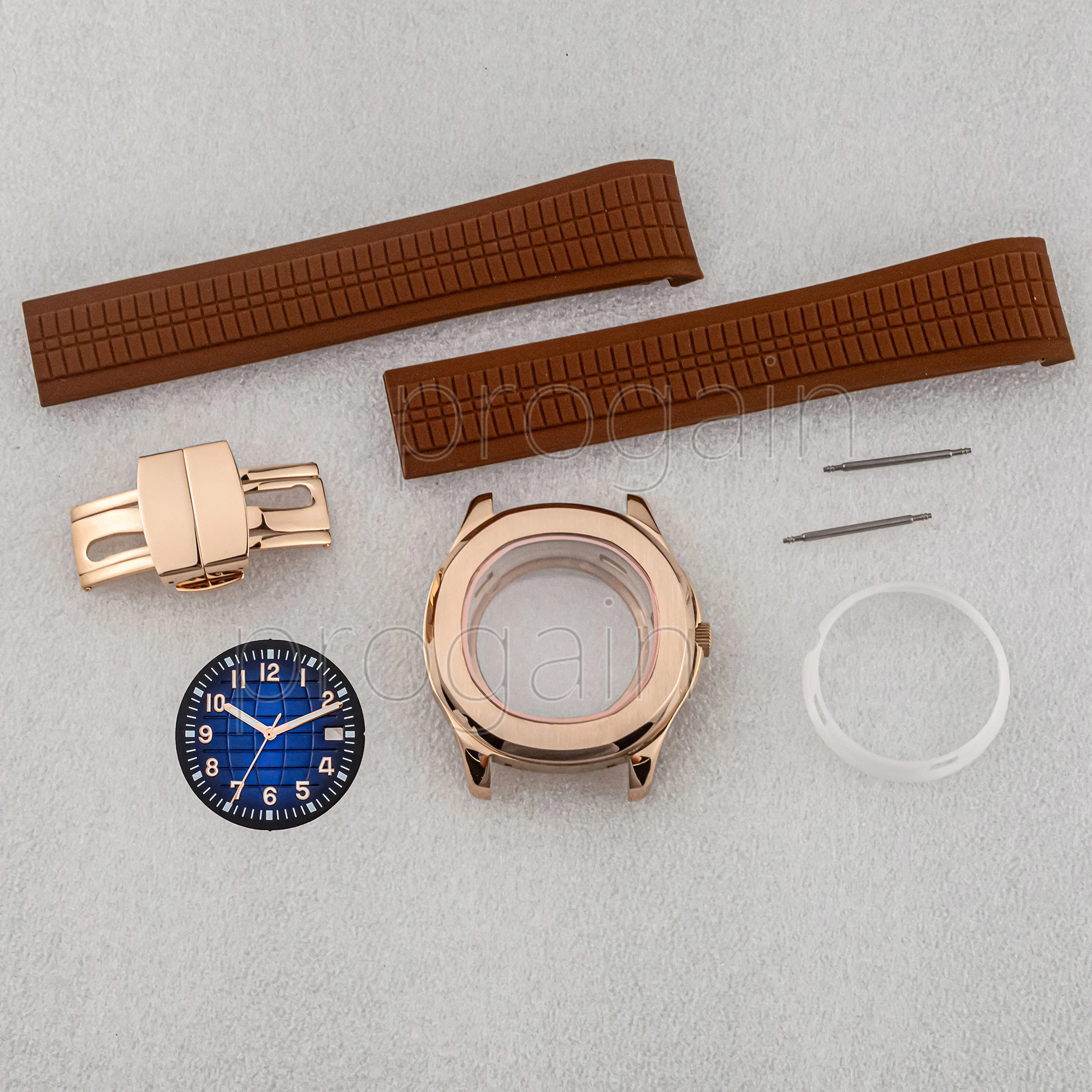 

NH35 Watch Case 42MM Stainless Steel Sapphire Glass 21MM Rubber Strap 32MM Dial for NH35 NH36 Movement AQUANAUT Nautilus Case