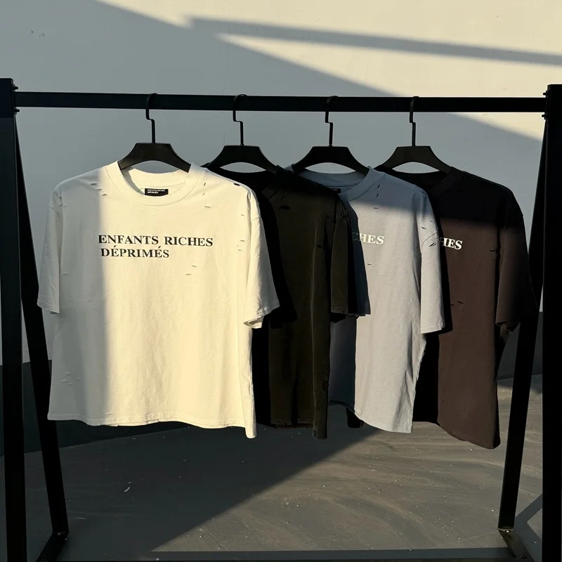 

ERD Depred Rich Second Generation American High Street Loose ex ort Sve Летняя модная футболка с геометрическим принтом...