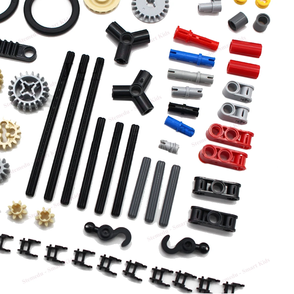 116 pezzi Technics Parts MOC Building Blocks - Ingranaggi, asse, perno, connettore, ruote, catena a maglie, cremagliera, set differenziale