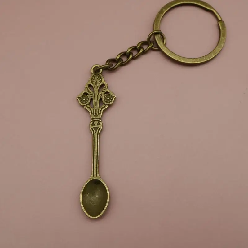 Mini Spoon Keychain Minimalist Tiny Teaspoon Pendant Necklace Key Ring for Salt Vial Filling Simple Daily Decor Gift