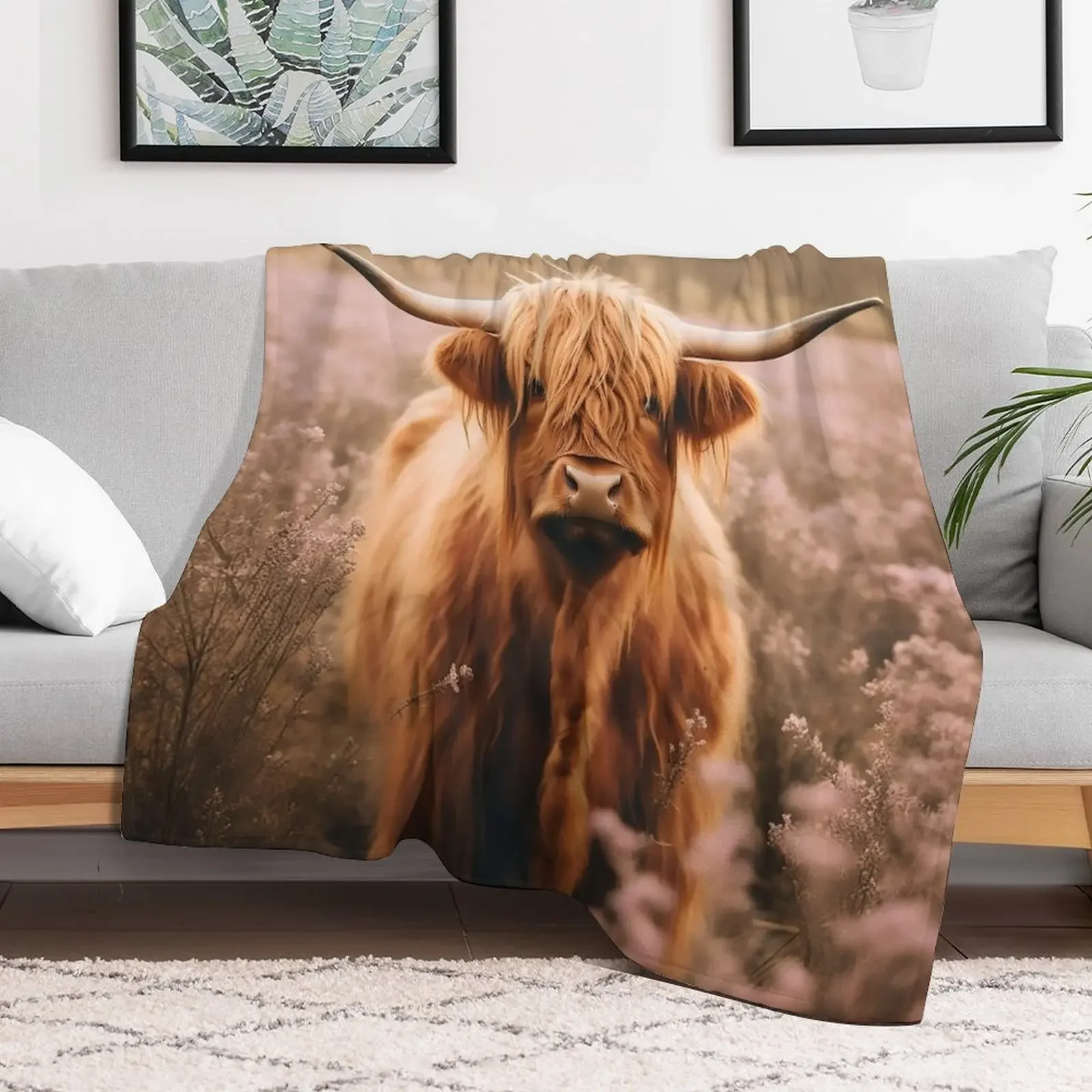 Rustic Boho Highland Cow Tote Bag by NoarusRainbowLand - Cute Country Style Throw Blanket Flannel Fashion Sofas Blankets