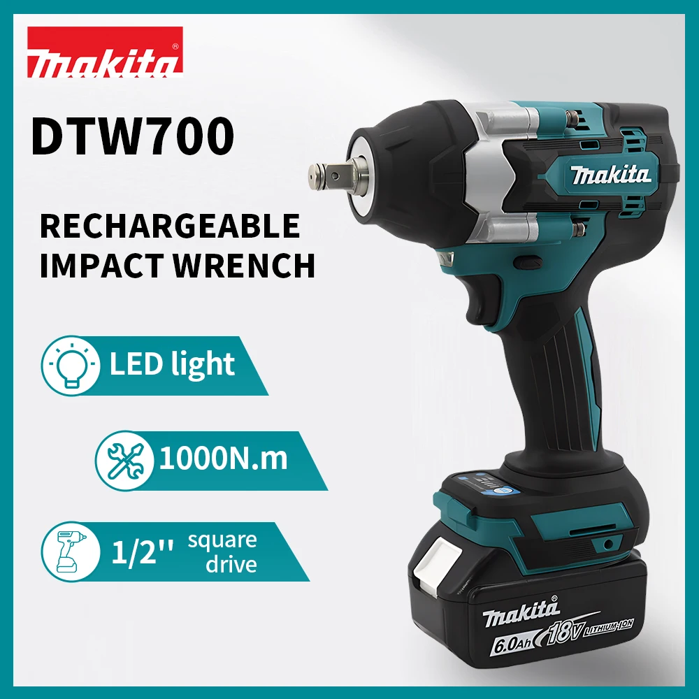 Makita DTW700 18V brushless electric wrench Cordless drill screwdriver High torque electric tool Torque wrench rechargeable bran