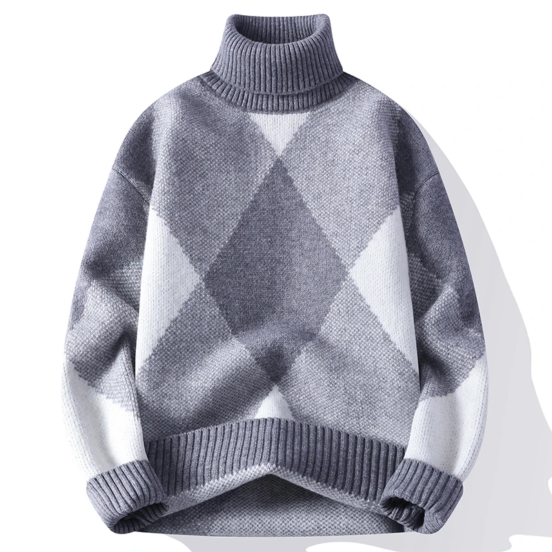 

men's autumn winter long sleeves knit sweater high neck new keep warm base layer pullover leisure fashion youth men clothing top