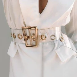 Wide Transparent PVC Designer Belts For Women High Quality Female White Clear White Dress Waistband Corset Belt Jeans Accessory