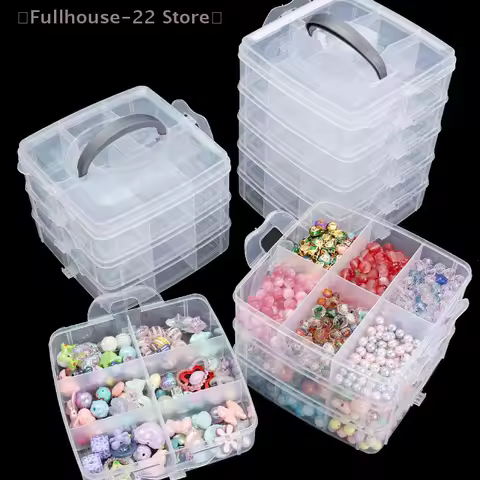 【MAX-22】3 Tier 18-Grid Transparent Adjustable Stackable Compartment Slot Plastic Storage Box For Organizing Jewelry Accessories