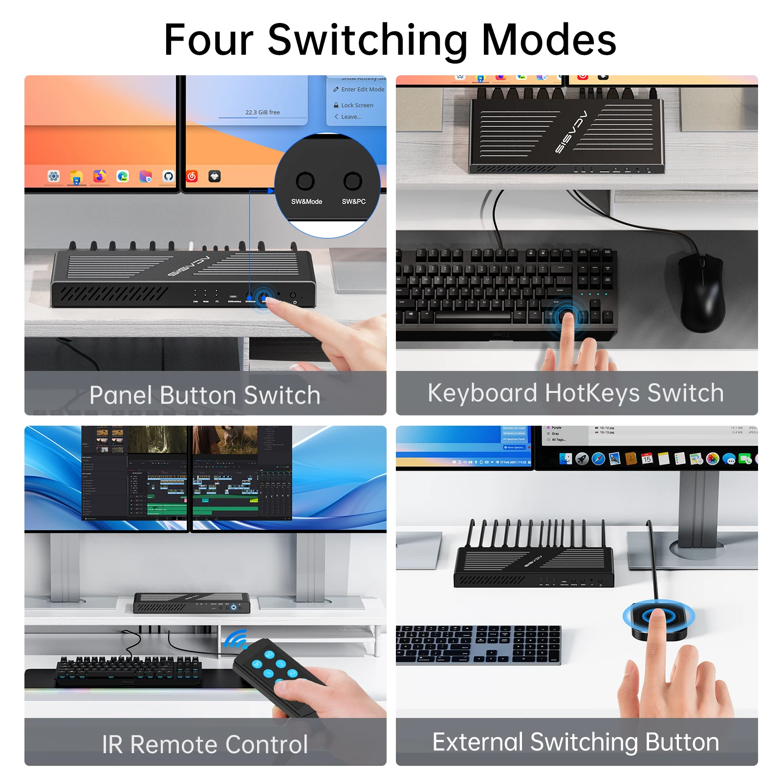 Imagem -05 - Acasis-comutador Hdmi Kvm Usb em Saída 4k @ 60hz Usb 2.0 Áudio l r