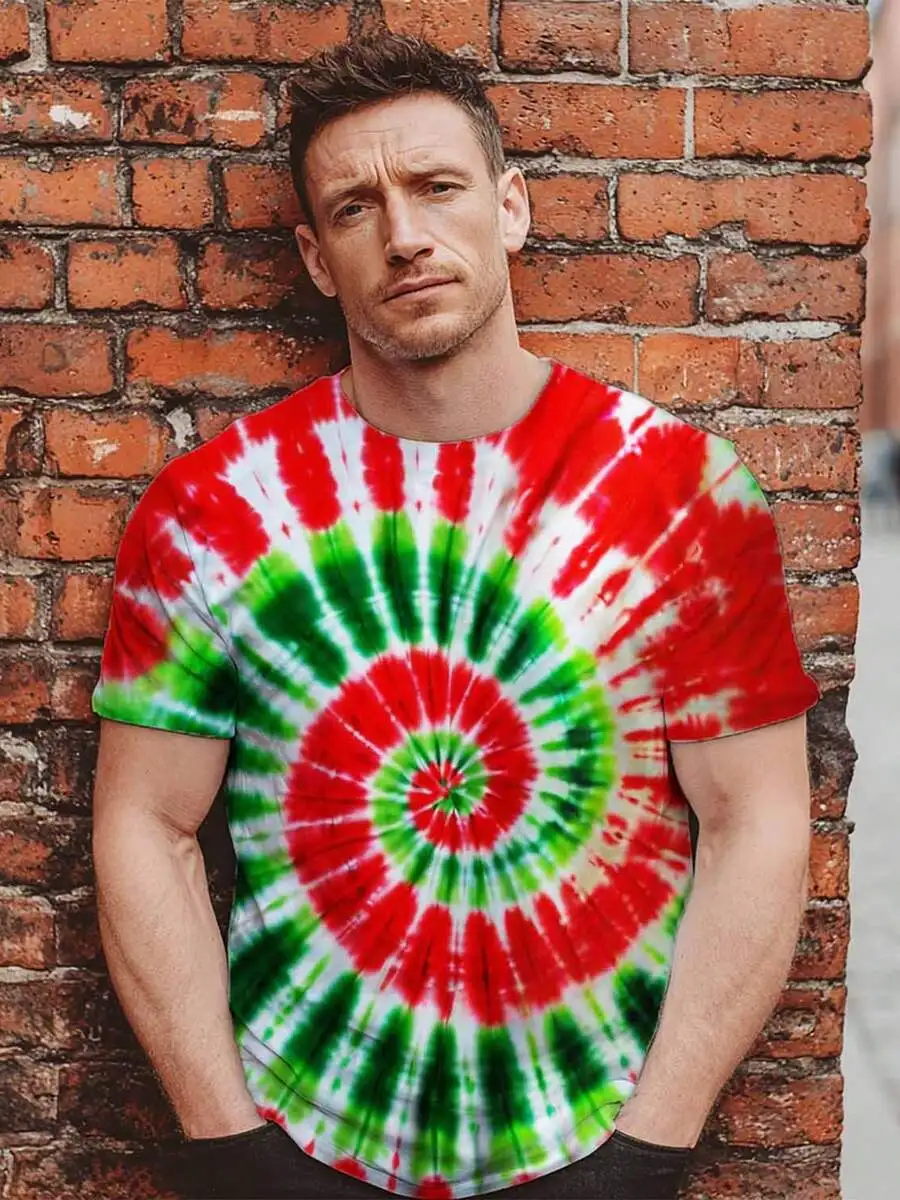 

Unisex Retro Tie Dye T-Shirt For Men Women Short Sleeve Casual Tee