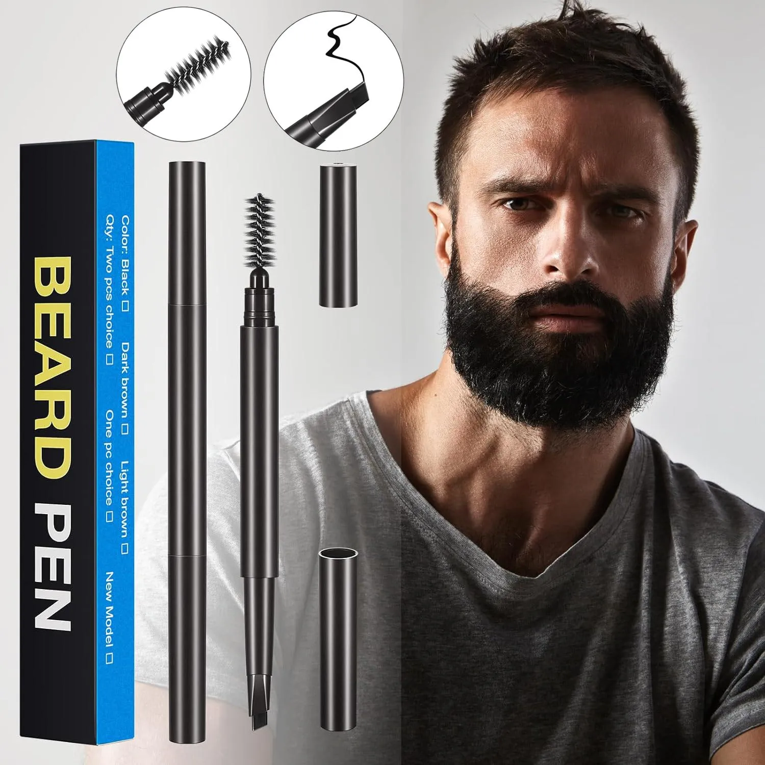 Beard Filler Pen Waterproof Pen Beard Shaping Lasting Repair Moustache Coloring Black Brown Hair Repair Beard Enhancer Pen 1pc