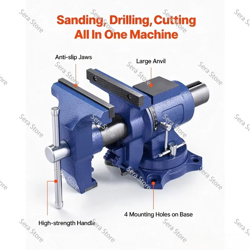 Multi‑Purpose Heavy‑Duty Bench Vise with Anvil, Ductile Iron Workbench Vice 6‑1/2