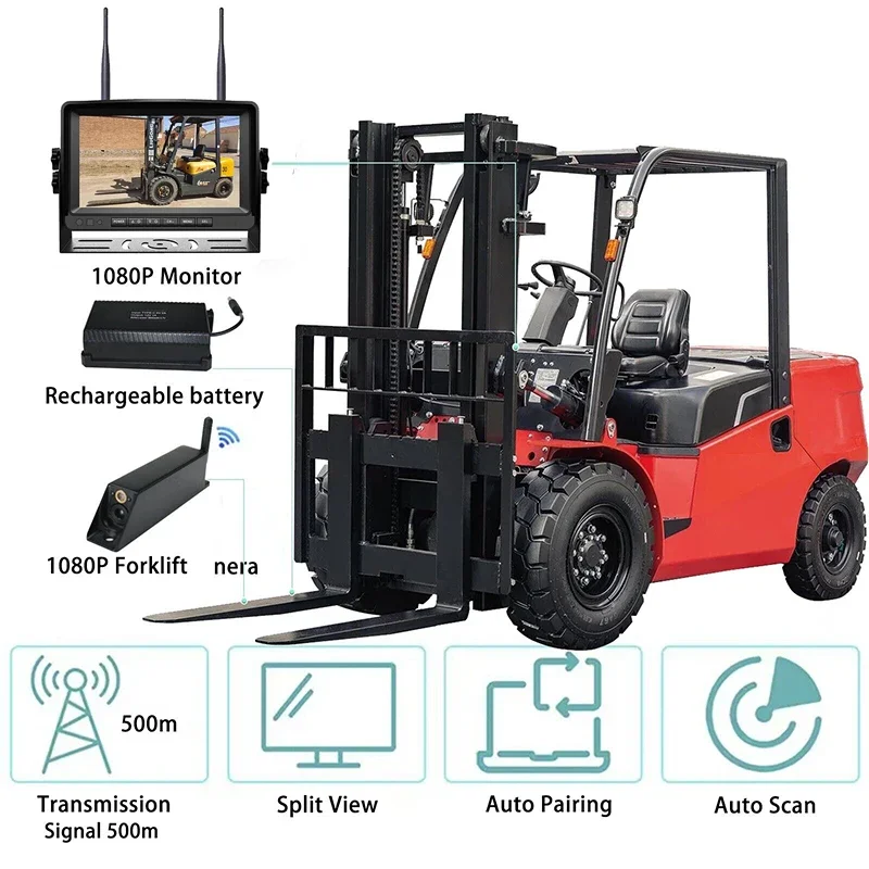 Pz630wl sem fio display de 7 polegadas 1080p empilhadeira câmera de visão frontal pode controlar câmera em espera laser com câmera magnética