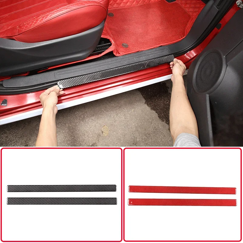 For 2008-2022 FIAT Abarth soft carbon fiber car styling built-in door sill welcome pedal strip sticker car interior accessories