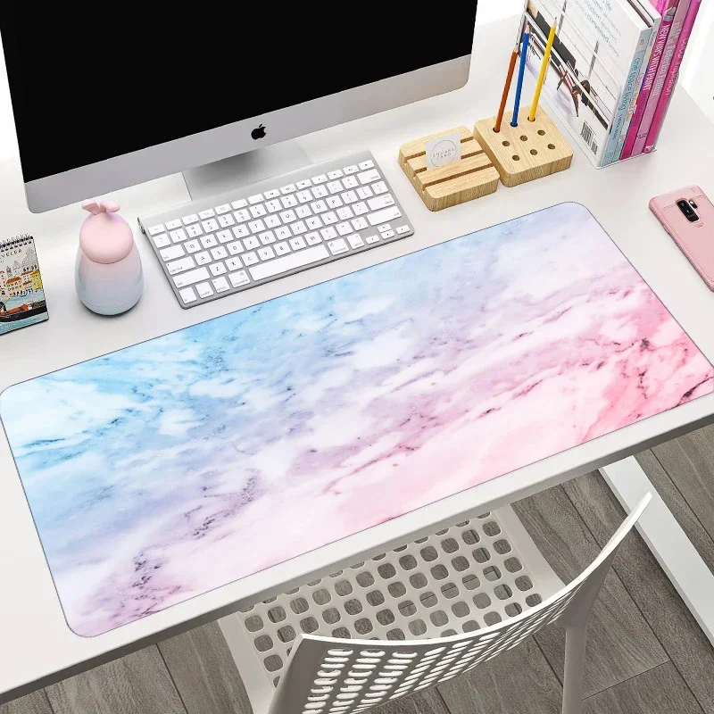 New Pink Marble Mouse Pad Large Computer Office Game Table Mats XXL 90x40cm Rubber Anti-slip Gaming Keyboard Mat Long Desk Pads