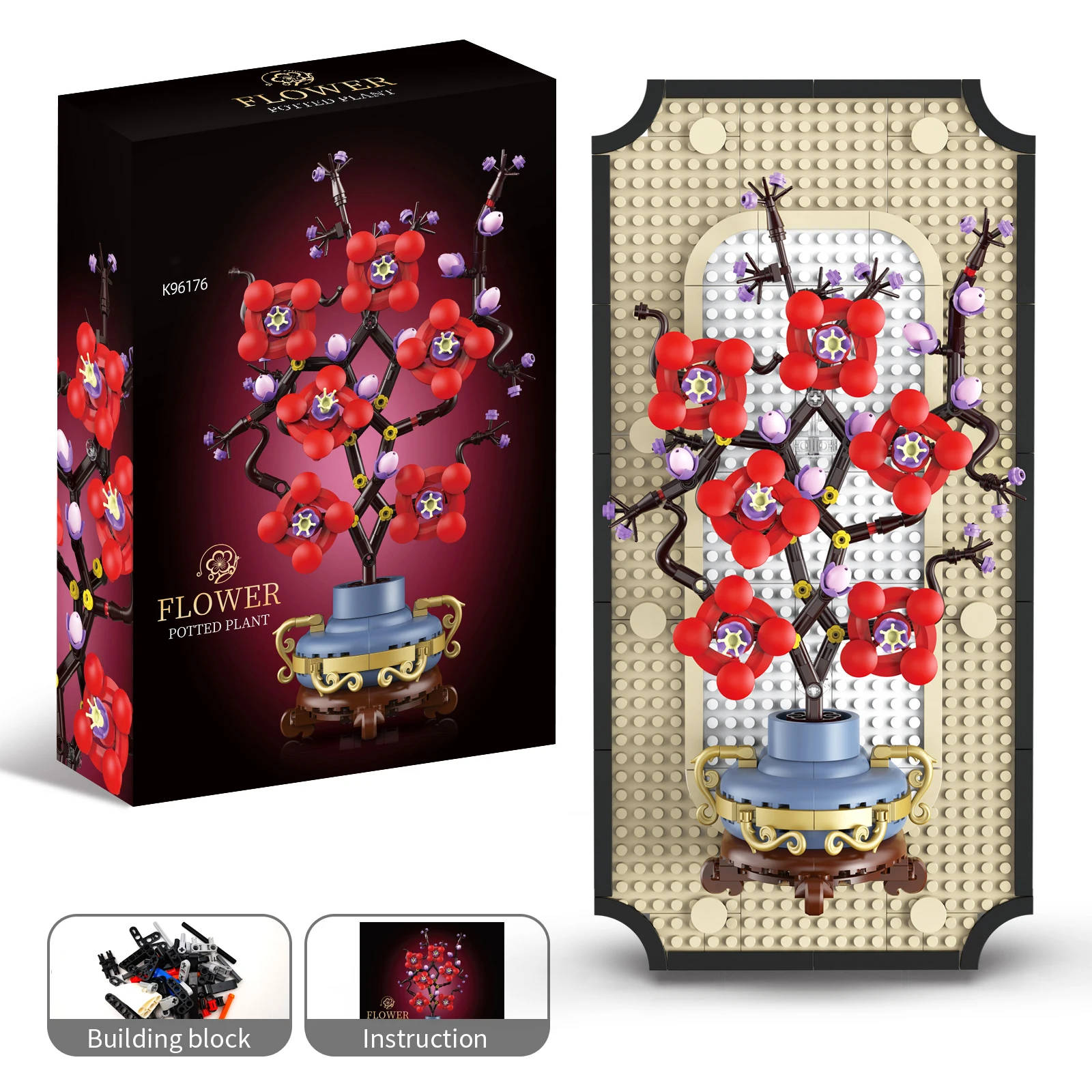 Pruimenbloesem fotolijst model montage speelgoed woondecoratie ornament bouwstenen set educatief speelgoed voor kinderen cadeau