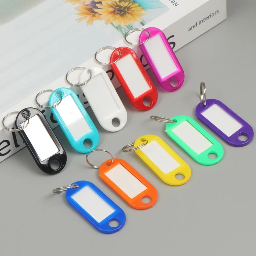 50Pcs Plastic Keychain Key Tags With Ring Label Number Name Baggage Luggage Office Stationery ID Label Name Tags With Split Ring
