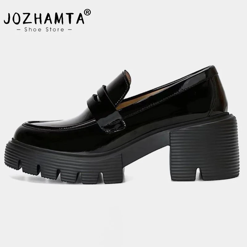 JOZHAMTA Women Pumps 2023 Ins Fashion Platform High Heels Shoes For Woman Loafers Casual Daily Office Lady Footwear Size 35-40