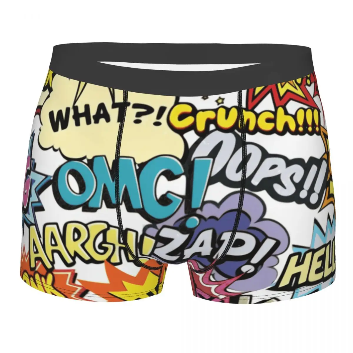 Custom Funny Comics Speech Bubbles Underwear Men Stretch Graffiti Art Boxer Briefs Shorts Panties Soft Sexy Underpants For Homme