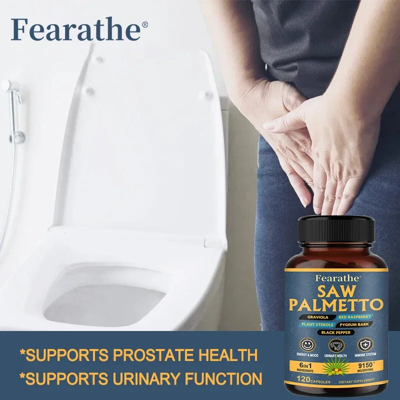 6-in-1 Saw Palmetto Capsules Men\'s Prostate Supplement, Hair & Prostate Health, Improve Urinary Frequency & Urinary Tract Health