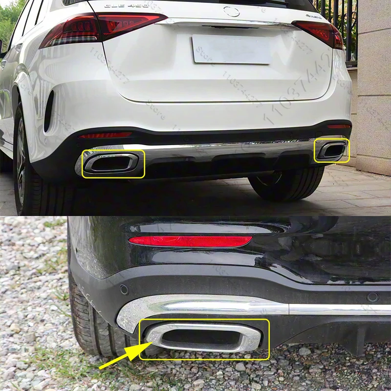 Para 2020-2023 benz x253 c253 glc300 w167 gle350 gle450 x167 gls450 tubo de escape amortecedor traseiro guarnição cromada 1678856900 1678857000